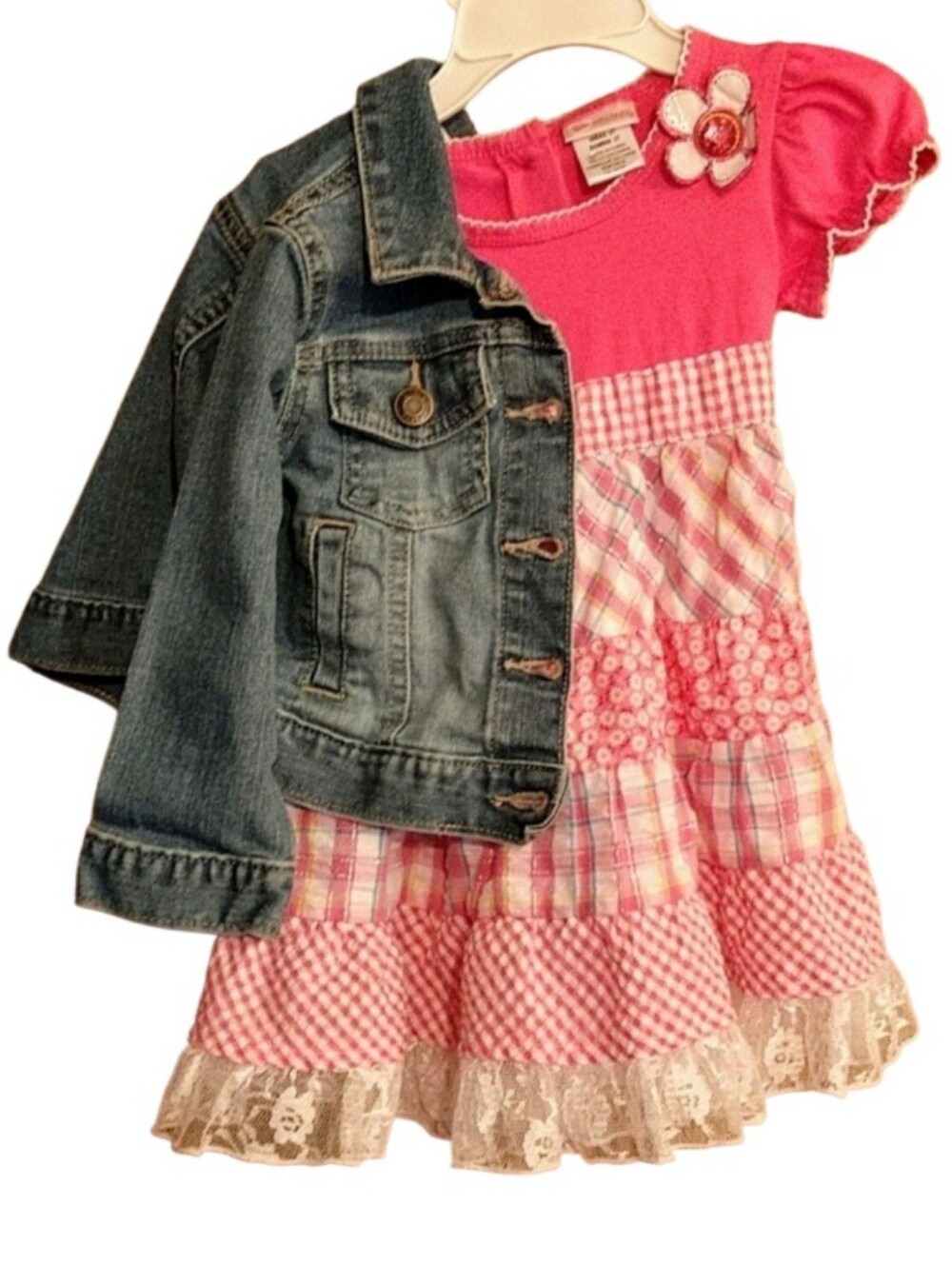 Girls 2T Blue Jean Jacket & Pink Dress